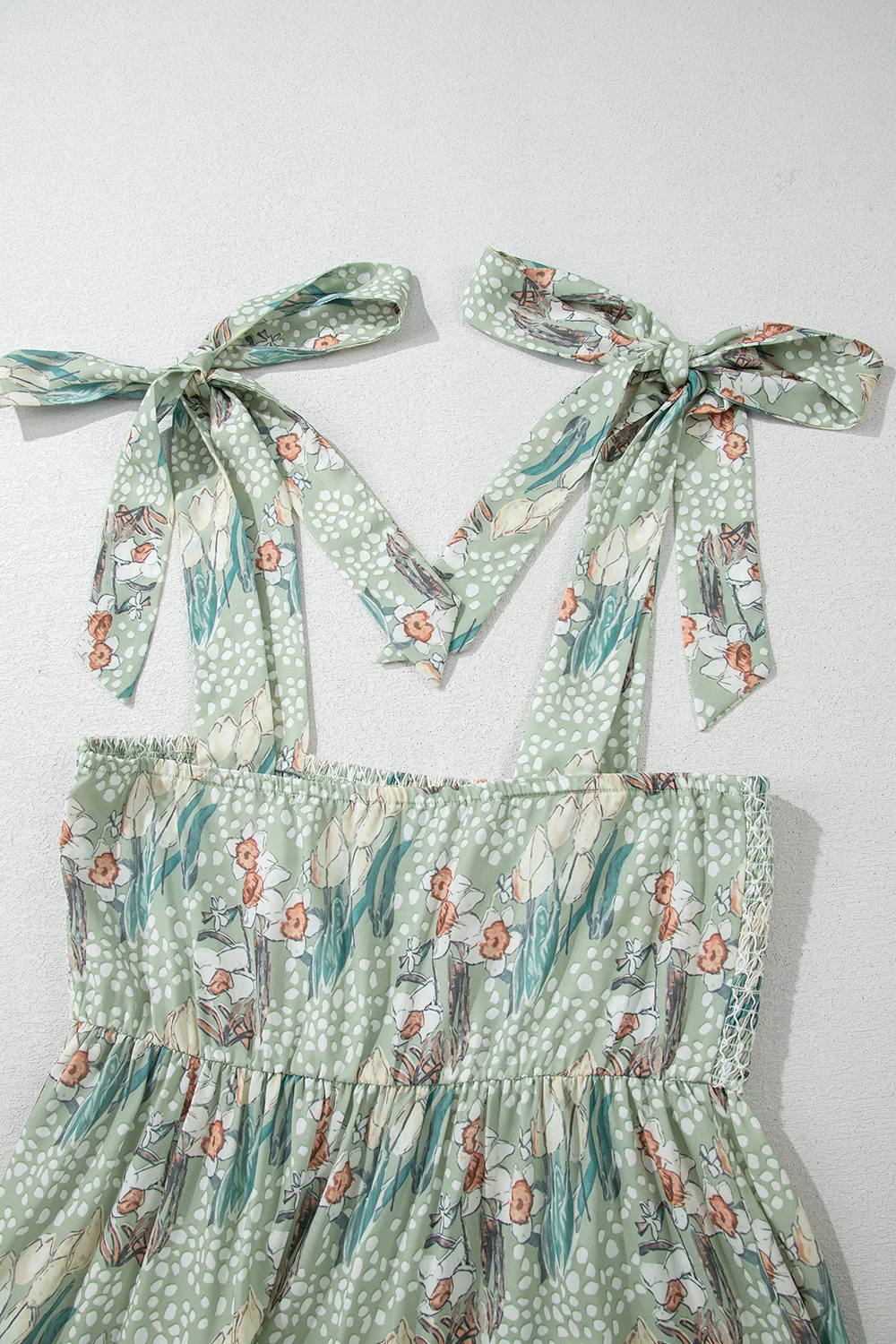Smocked Printed Tie Shoulder Mini Cami Dress - Image 9
