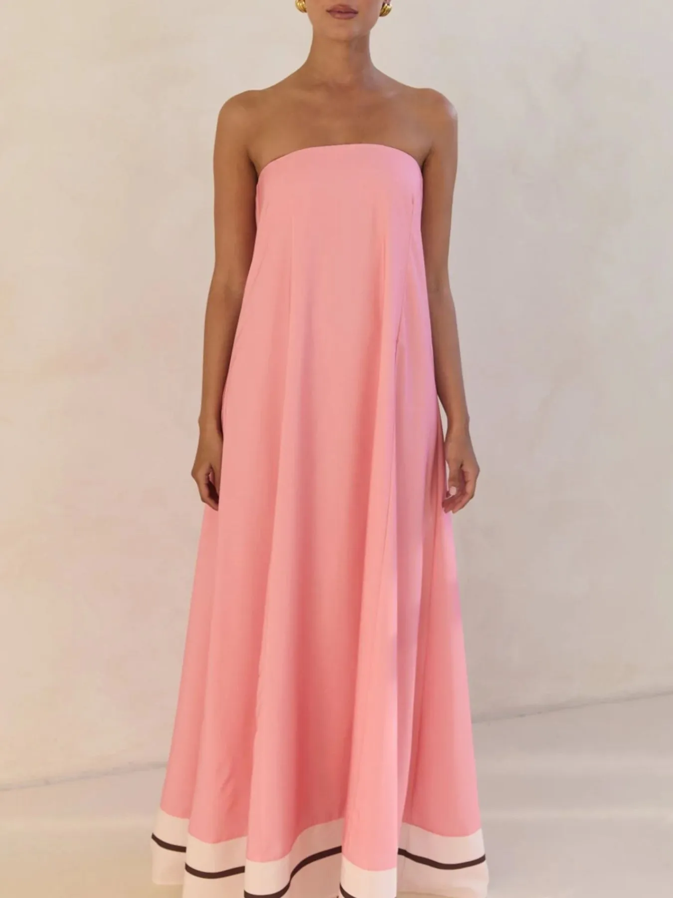 Smocked Printed Tube Maxi Dress - Image 27