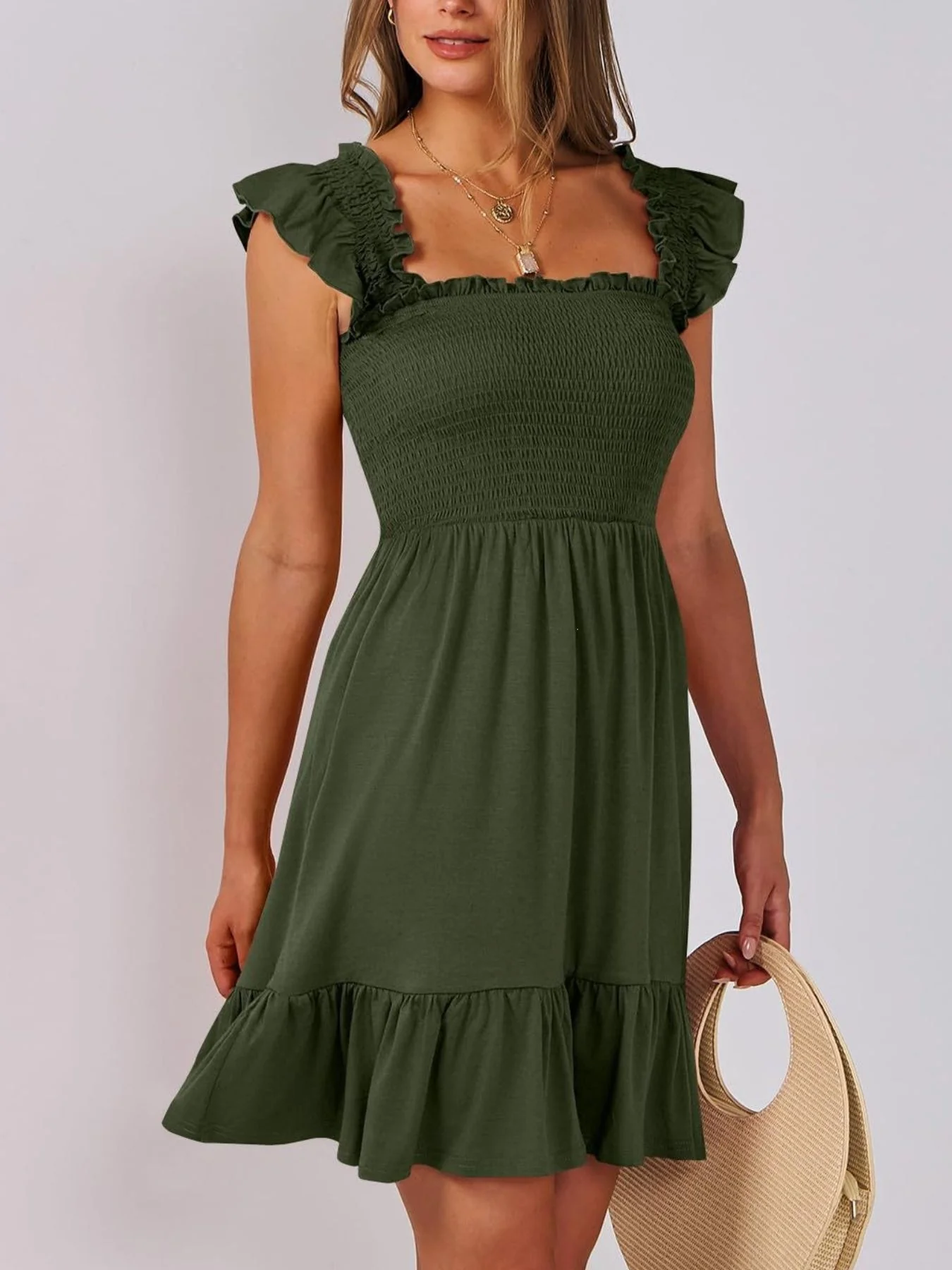 Smocked Ruffle Hem Mini Dress - Image 19
