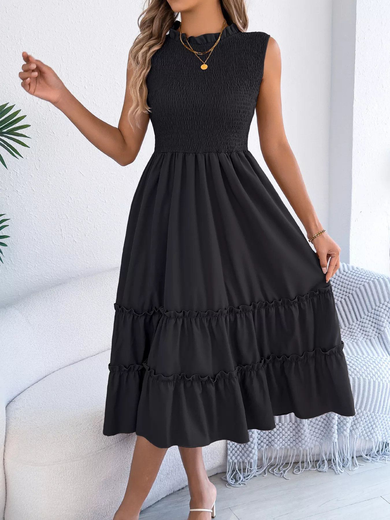 Smocked Sleeveless Tiered Dress - Image 16