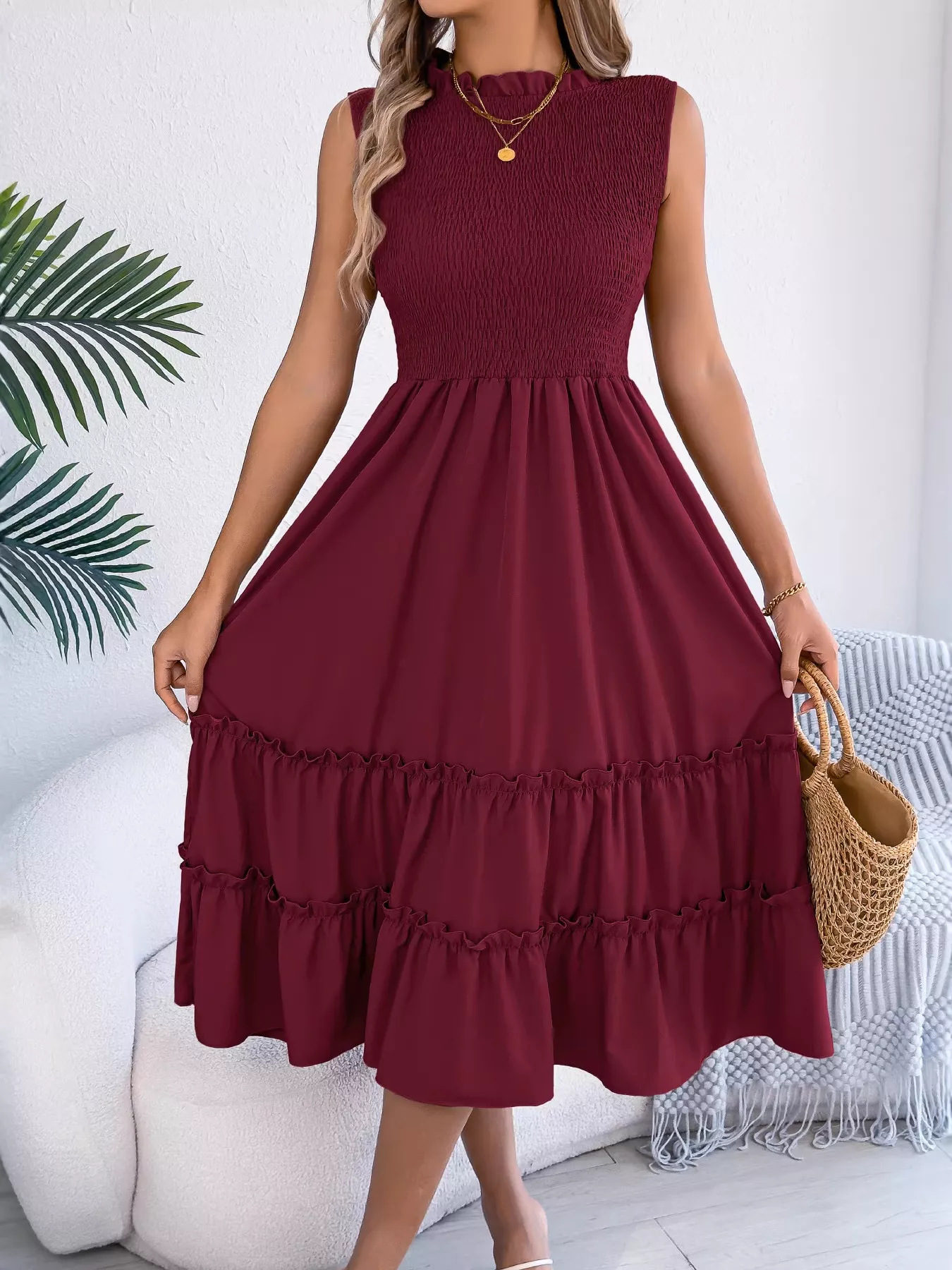 Smocked Sleeveless Tiered Dress - Image 22