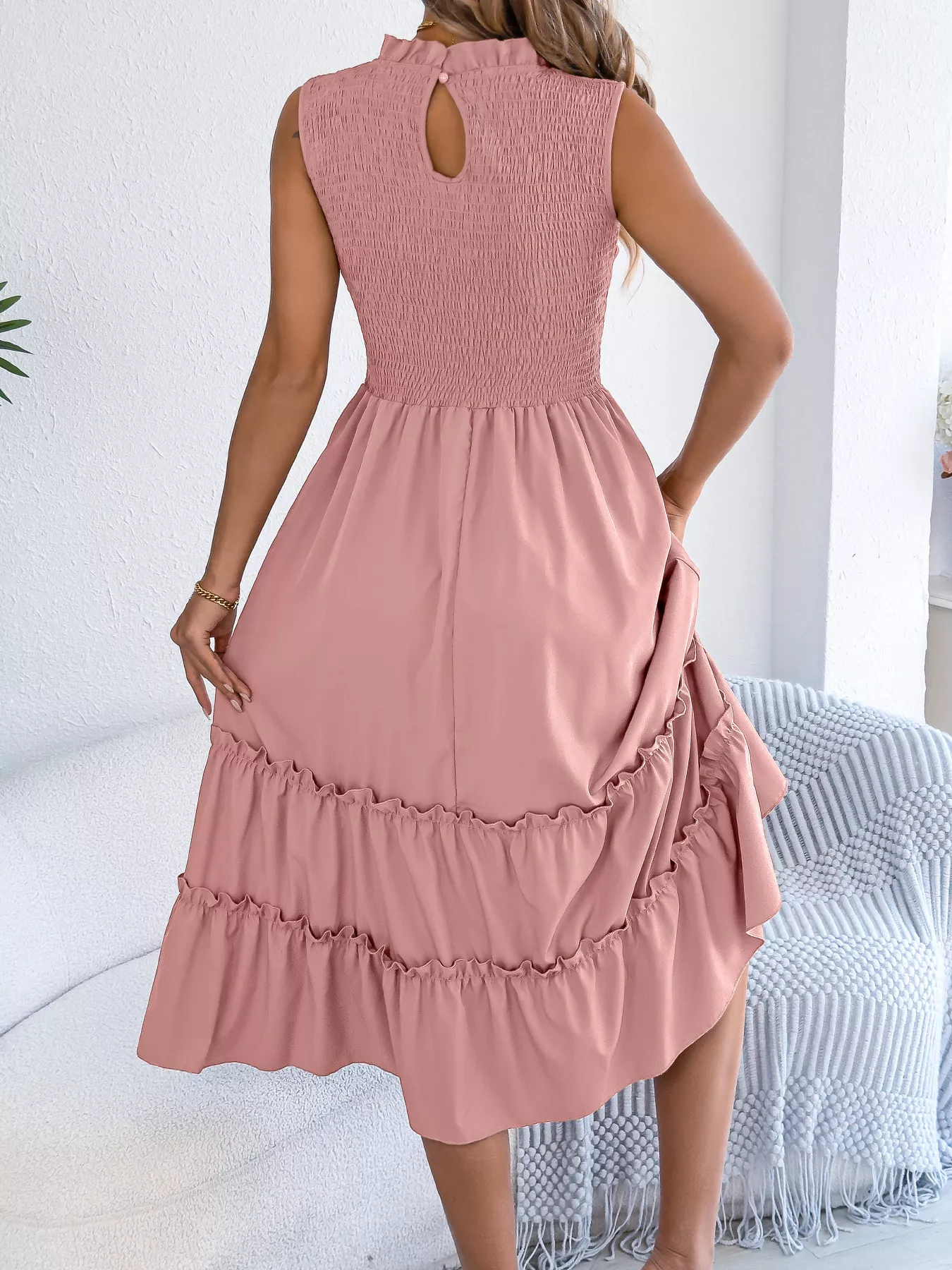 Smocked Sleeveless Tiered Dress - Image 30