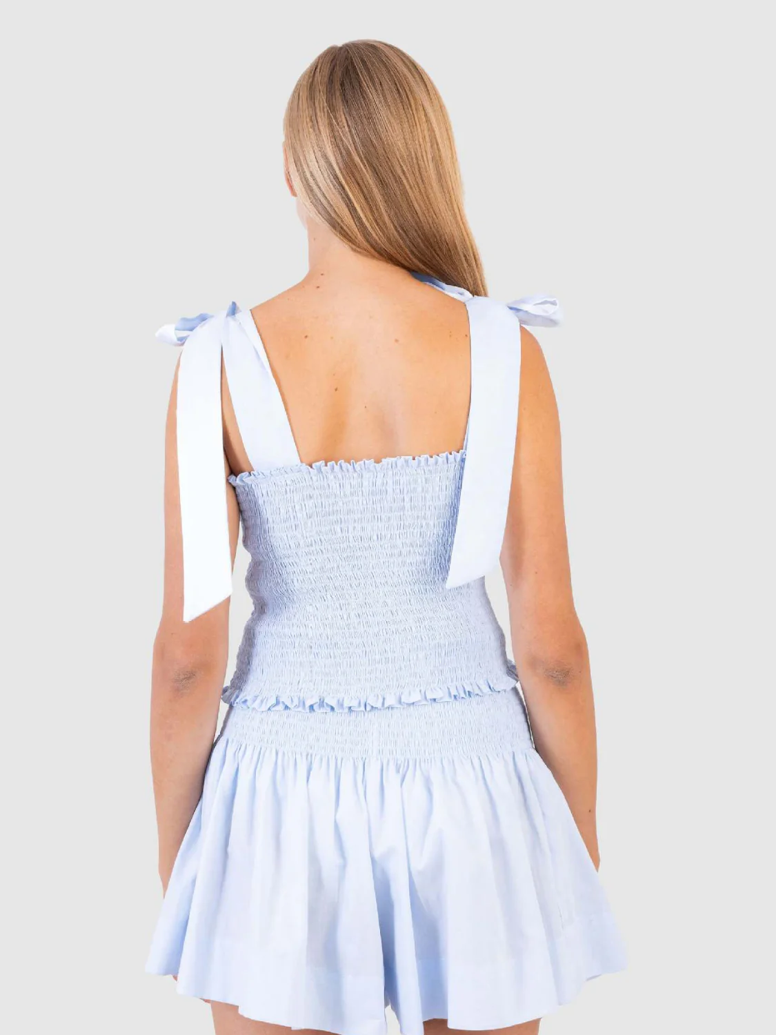 Smocked Tie Shoulder Top and Mini Skirt Set - Image 17
