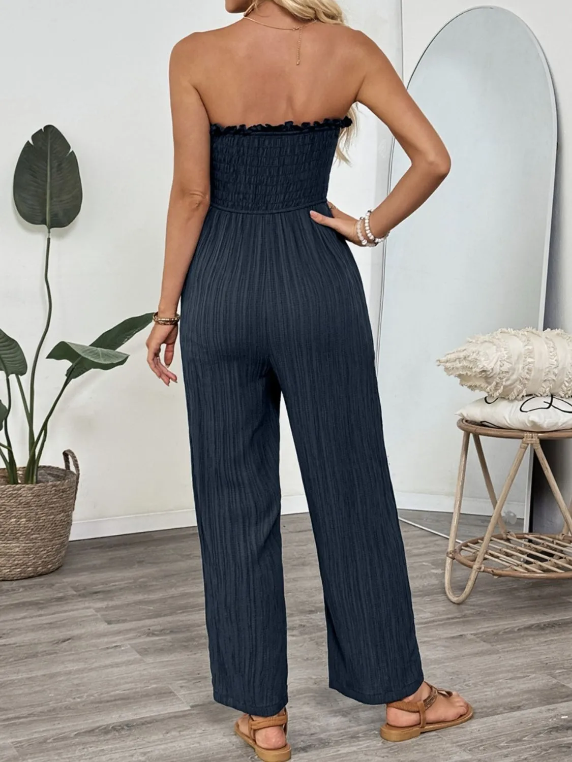 Smocked Tube Wide Leg Jumpsuit - Image 5