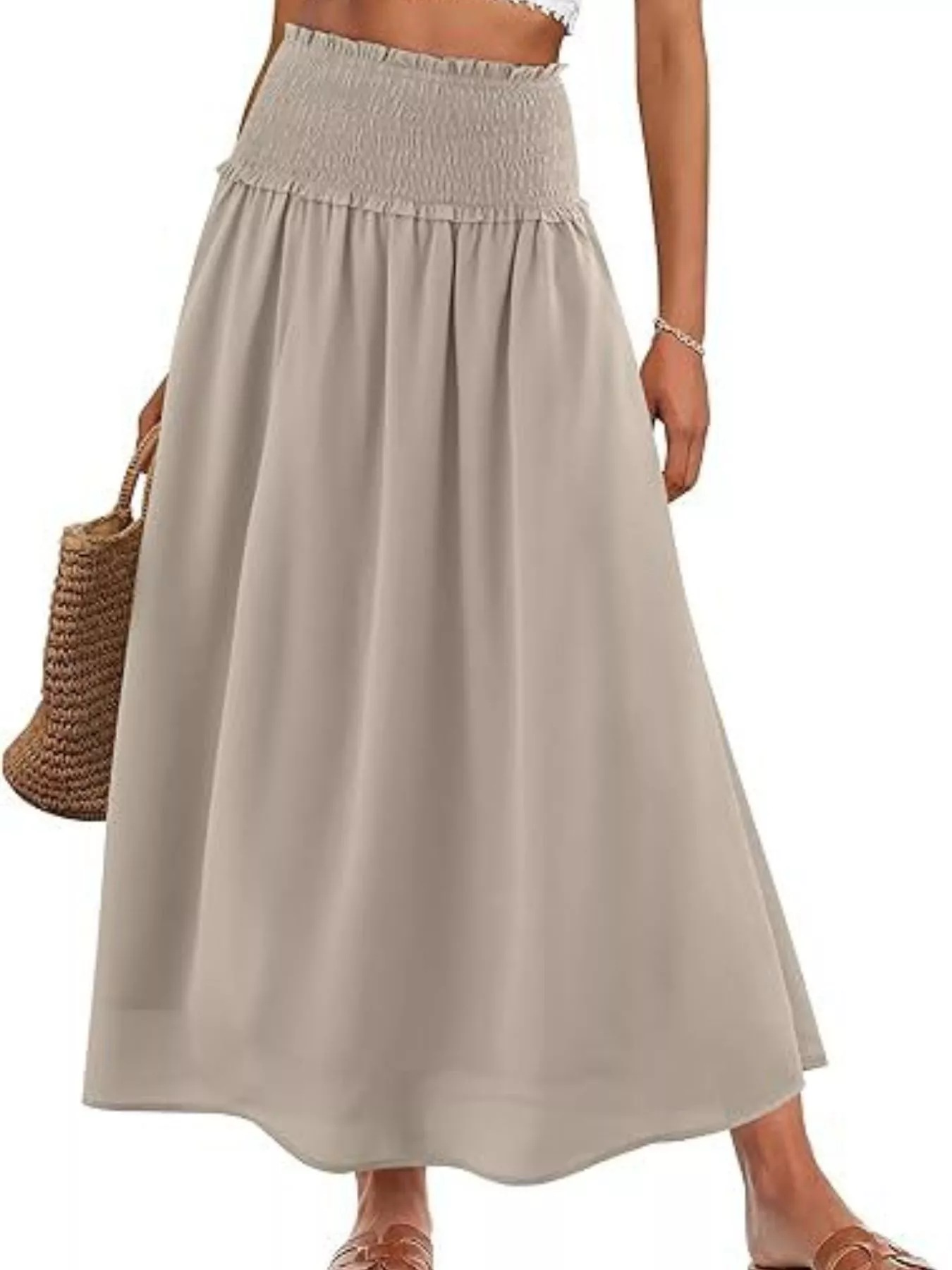 Smocked Waist Flowy Midi Skirt - Image 6