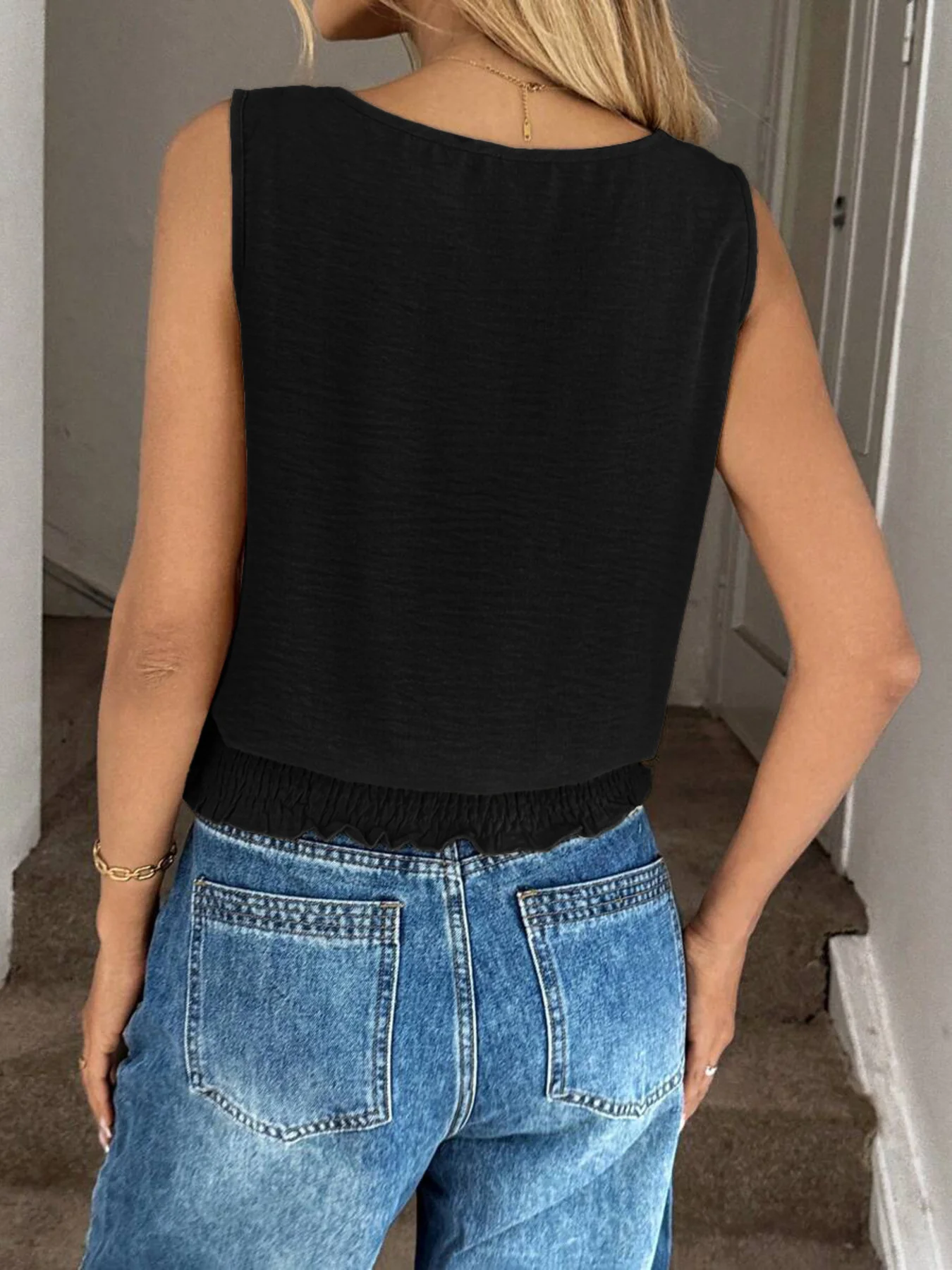 Smocked Waist Round Neck Tank - Image 11