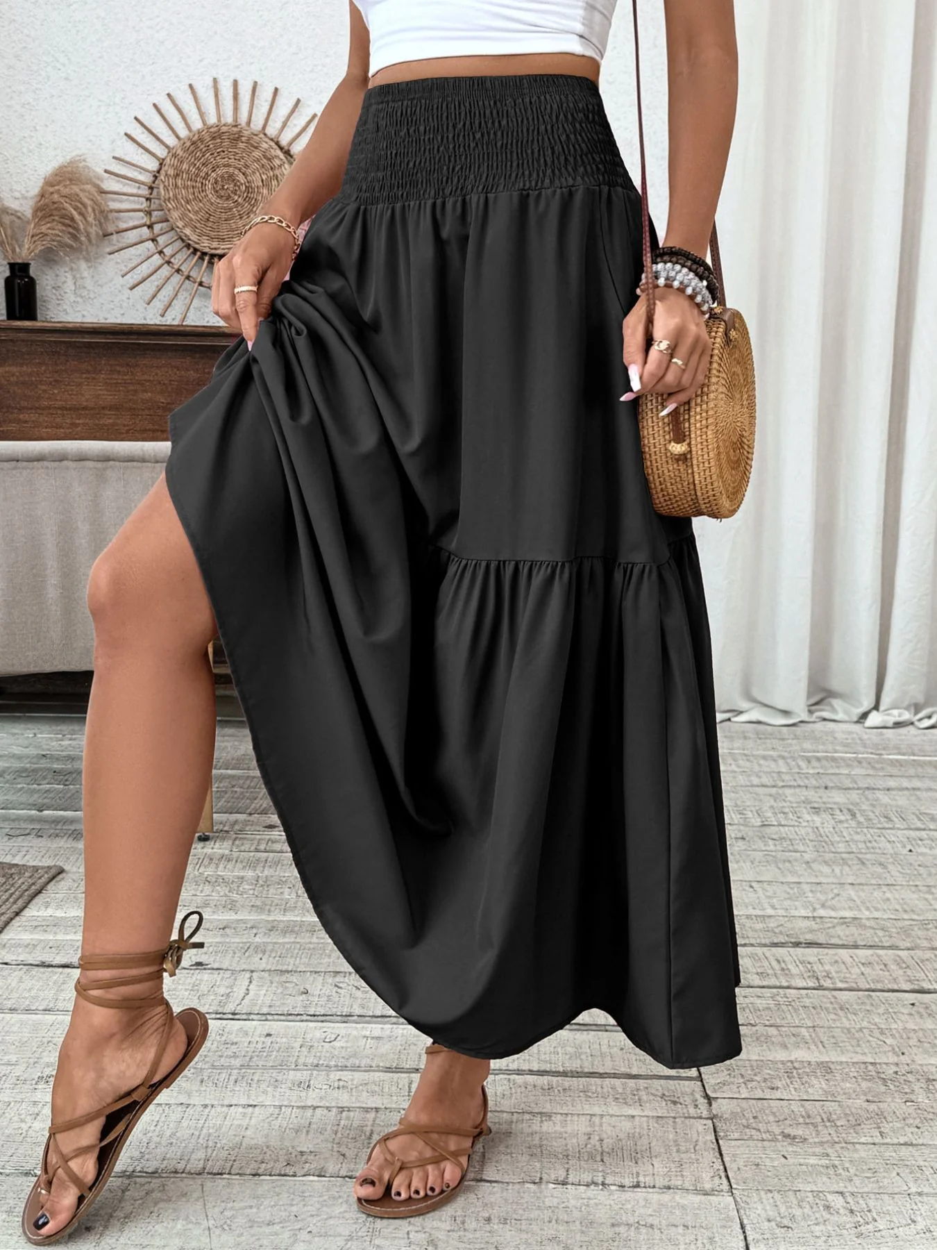 Smocked Waist Tiered Skirt - Image 10
