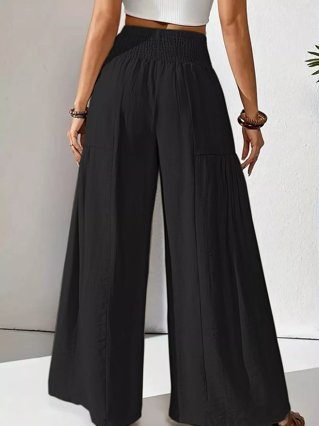 Smocked Waist Wide Leg Pants - Image 10