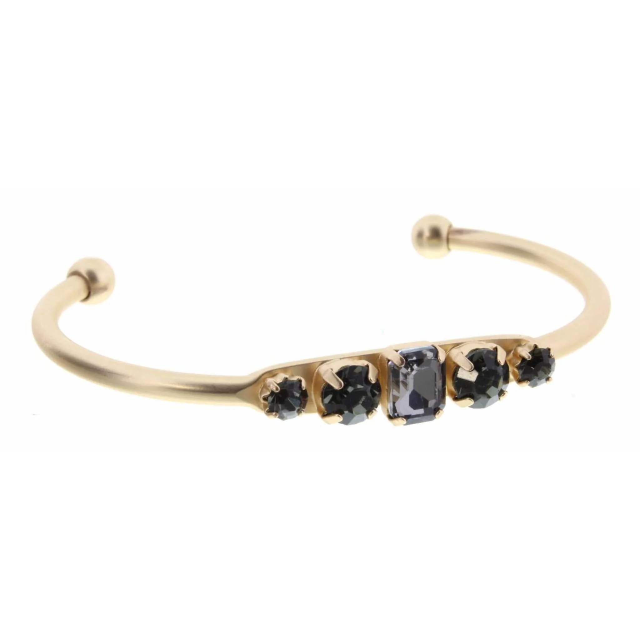 Smoke Rectangle and Circle Crystals Cuff Bracelet