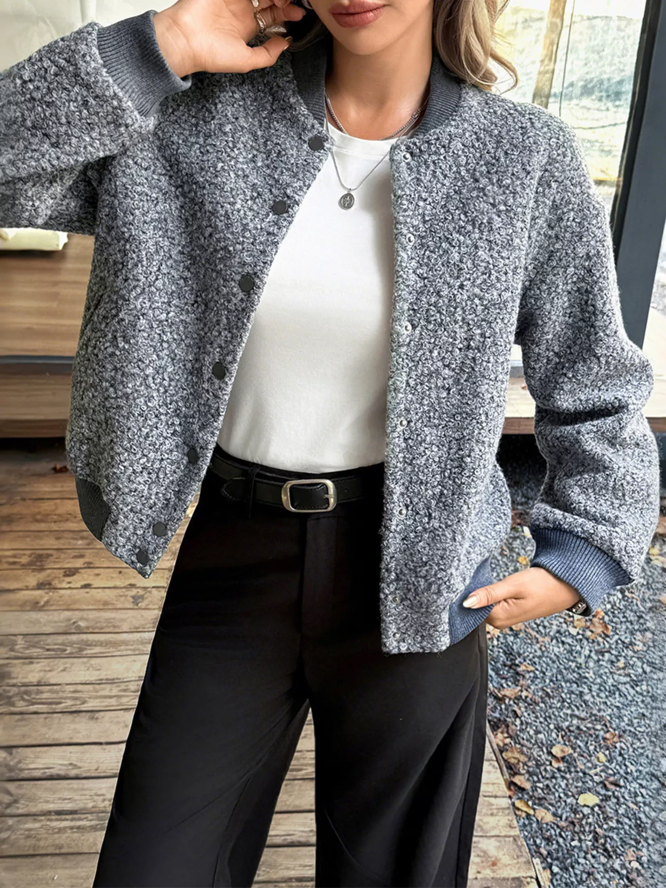 Snap Down Dropped Shoulder Jacket - Image 5