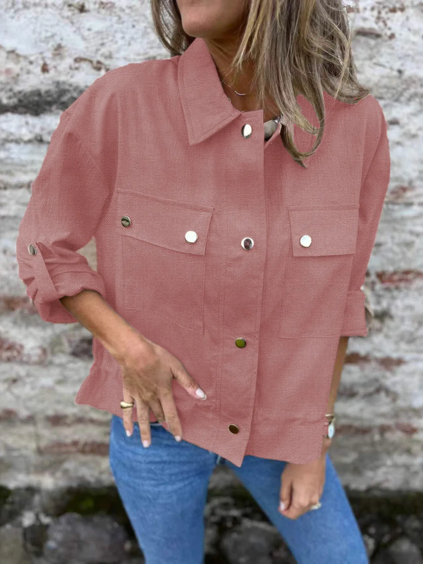 Snap-Down Utility Shacket with Chest Pockets - Image 6