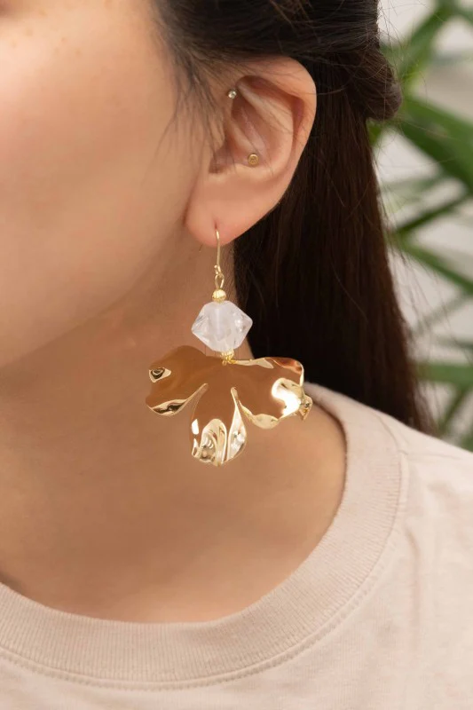 Snowdrop Hook Earrings | Gold - Image 2
