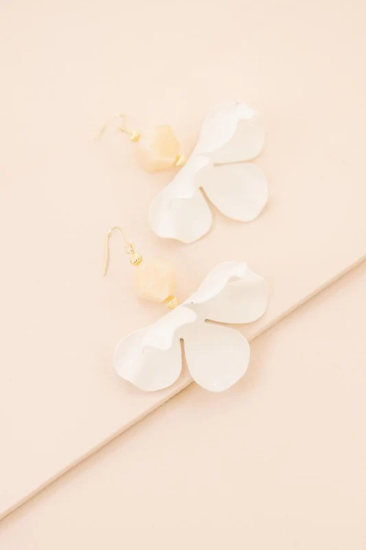 Snowdrop Hook Earrings | White