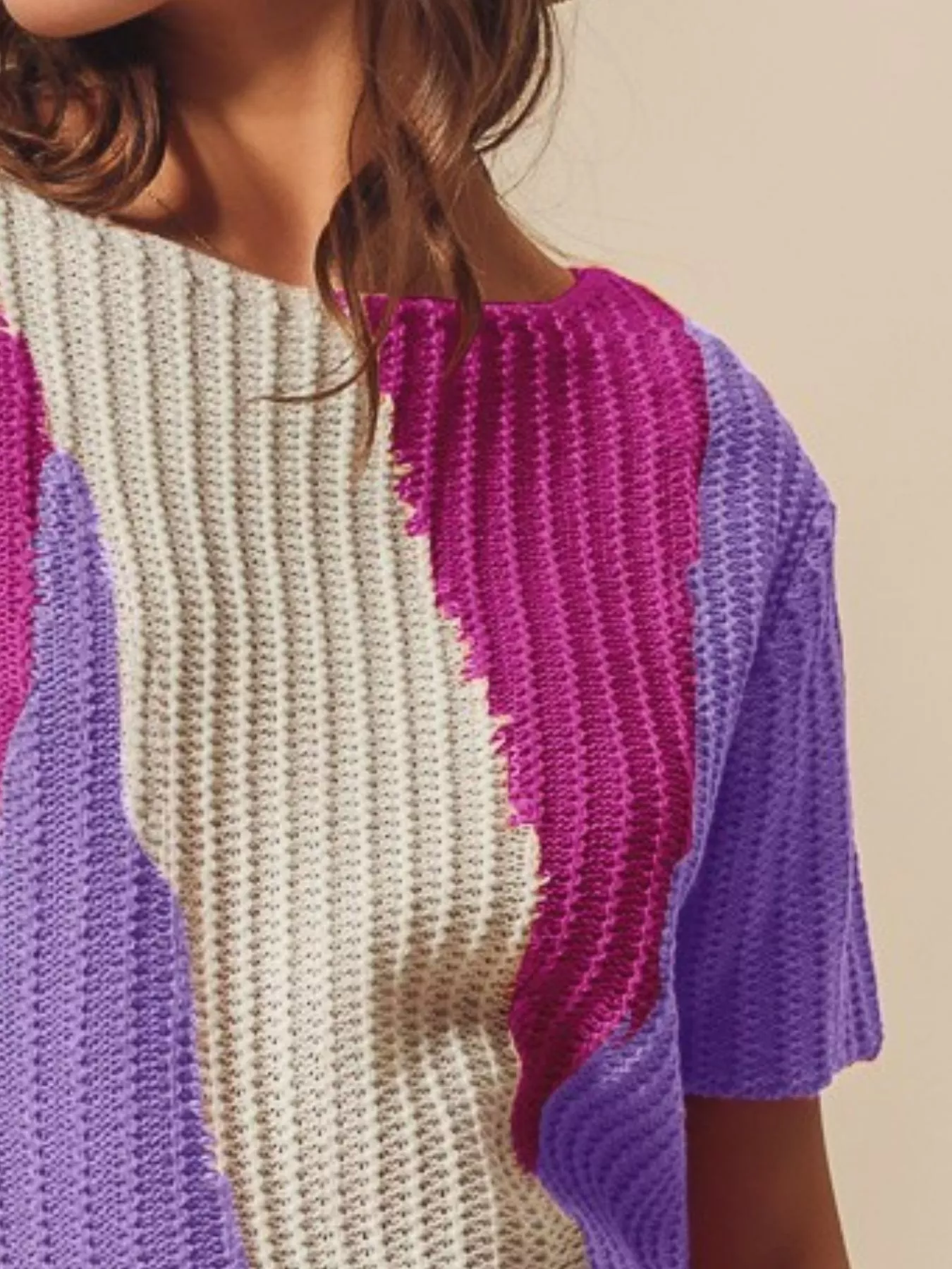SO ME Boat Neck Multi Colored Lightweight Sweater Top - Image 2