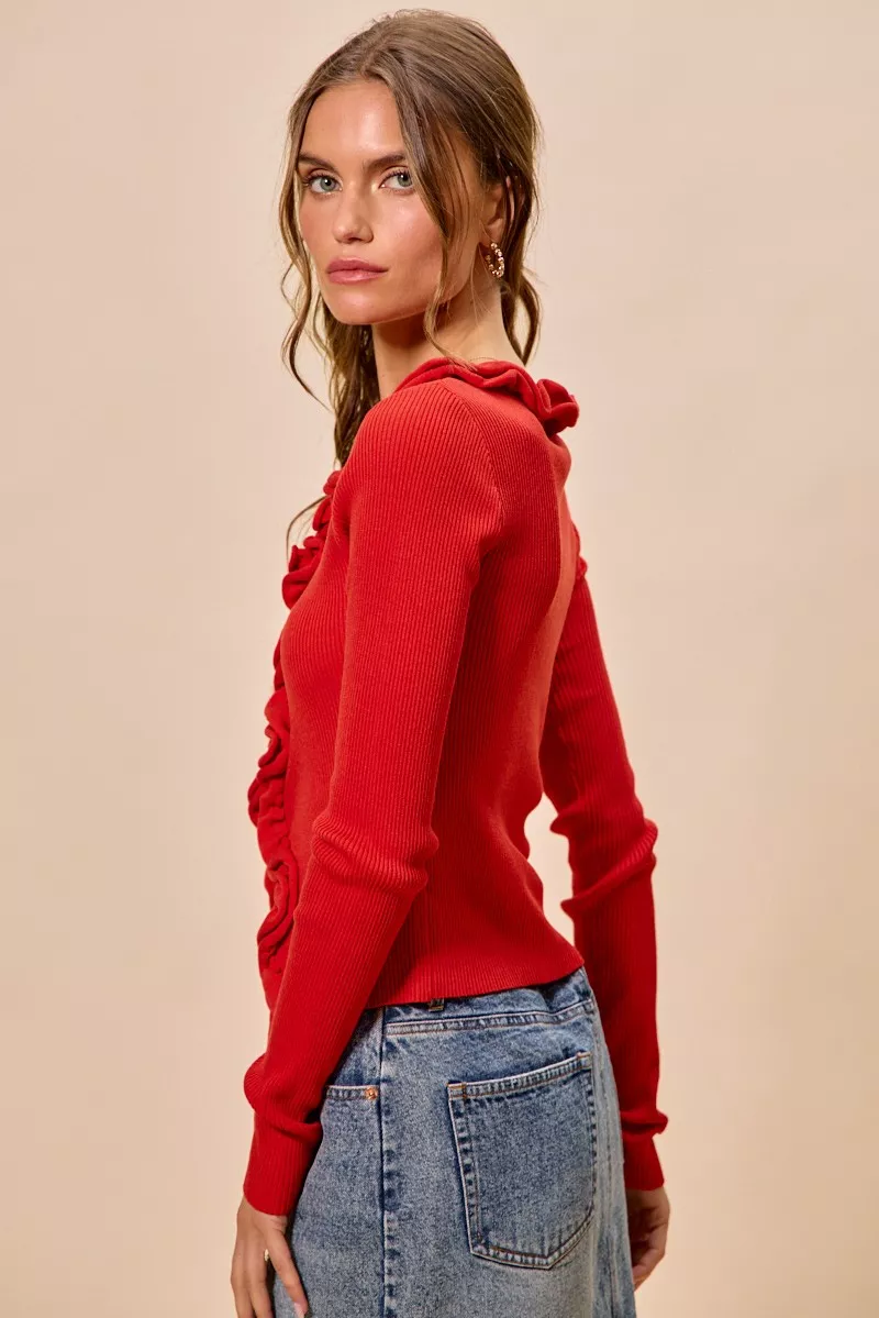 SO ME Cascade Ruffle Ribbed Sweater Cardgian - Image 19