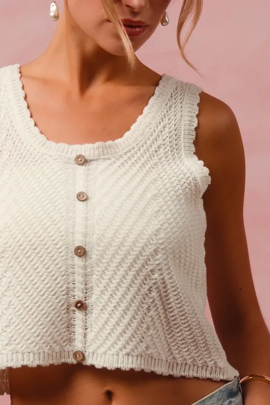 SO ME Chevron Pattern Buttoned Front Lightweight Tank Top - Image 11