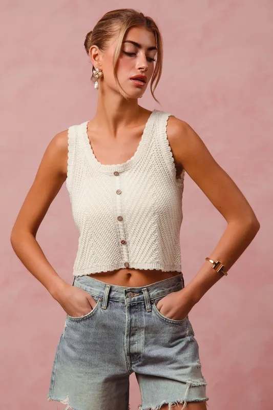 SO ME Chevron Pattern Buttoned Front Lightweight Tank Top - Image 6