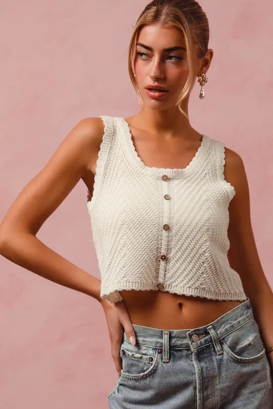 SO ME Chevron Pattern Buttoned Front Lightweight Tank Top - Image 8
