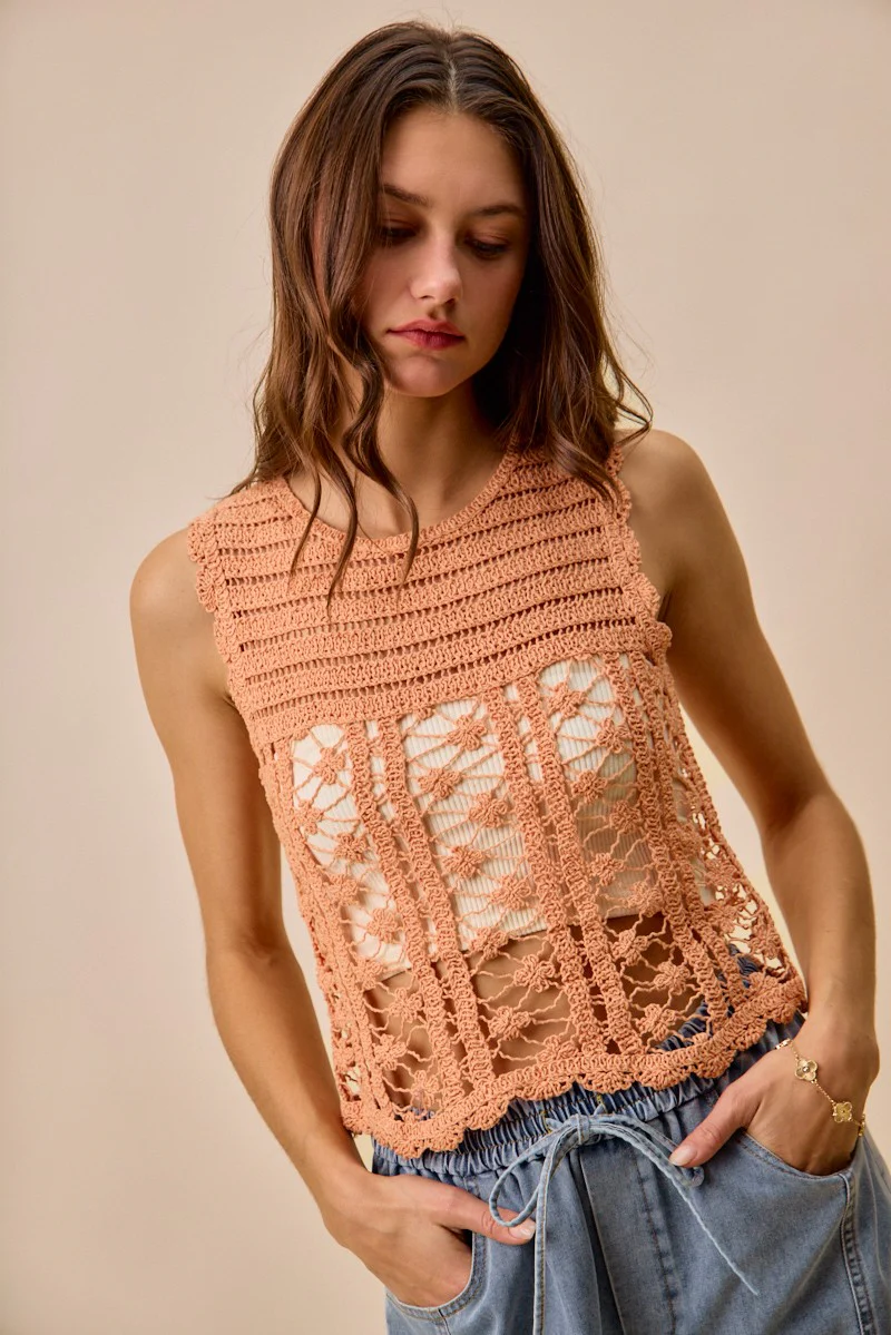 SO ME Crochet Knitted Lace Sweater Tank Top - Image 8