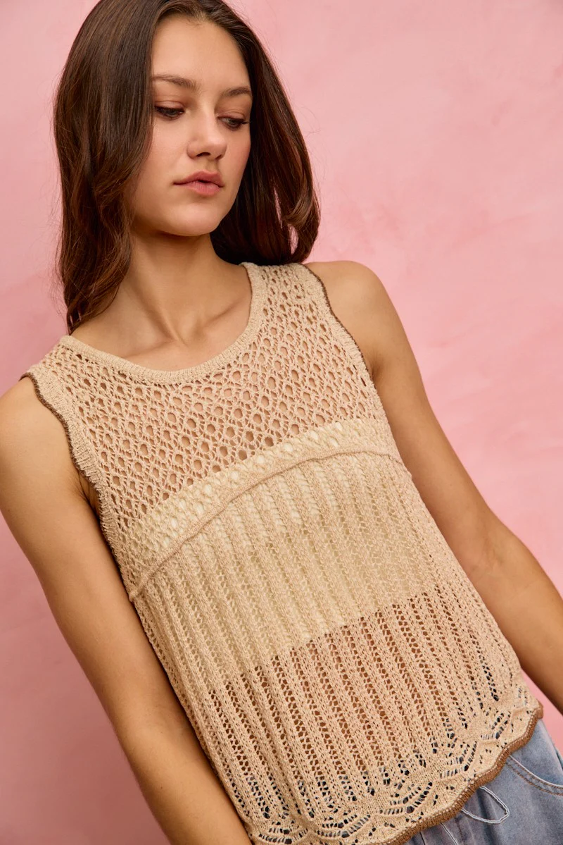 SO ME Crochet Lace Light Weight Sweater Vest - Image 3