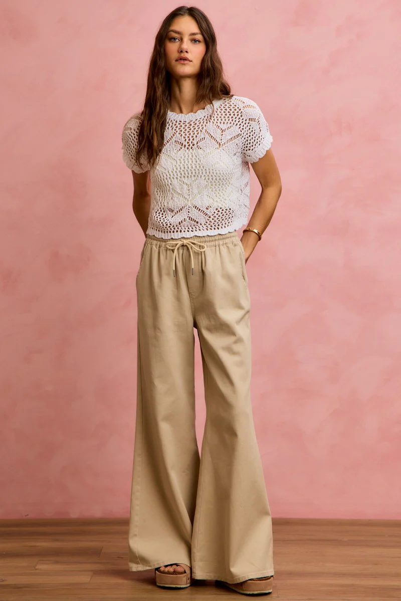 SO ME Crochet Scallop Edge Short Sleeves Knit Cover Up - Image 13