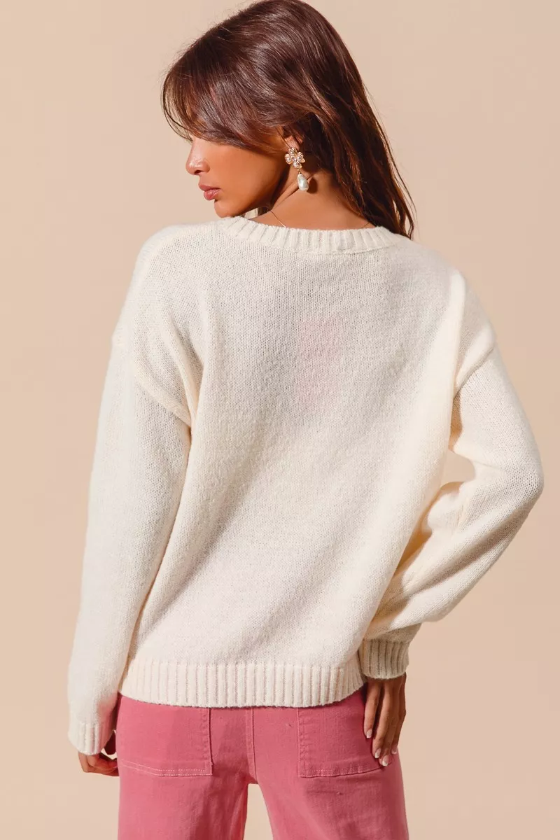 SO ME Heart Cherry Knitted Valentine Sweater Top - Image 10