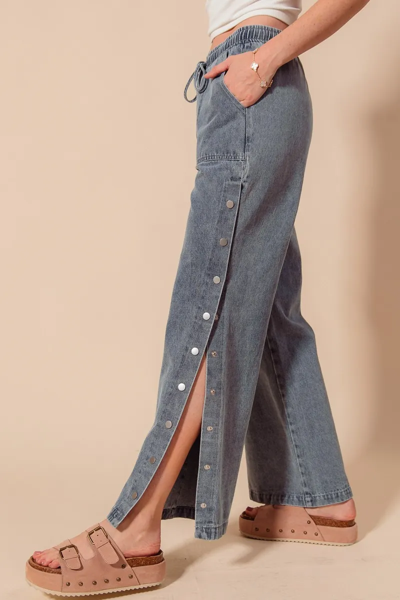 SO ME Mid Rise Drawstring Jeans with Side Snap Button - Image 2