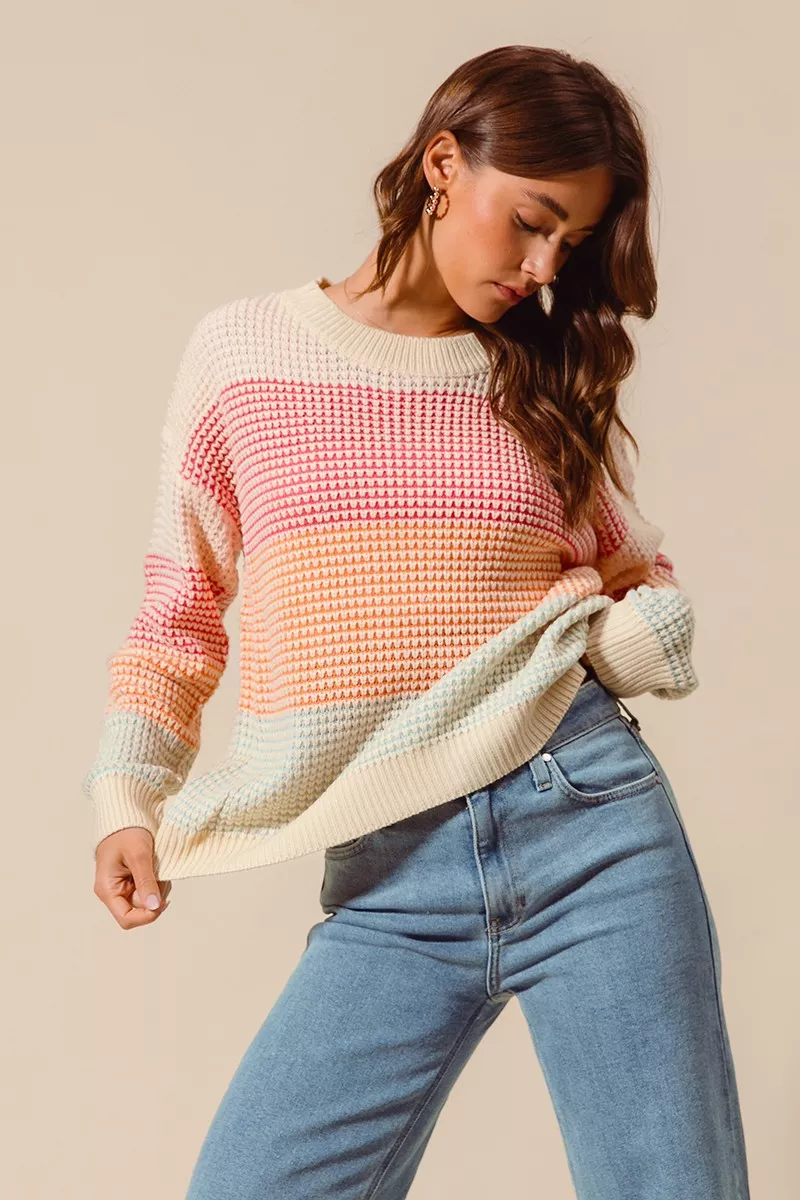 SO ME Multi Color Block Long Sleeve Sweater - Image 13