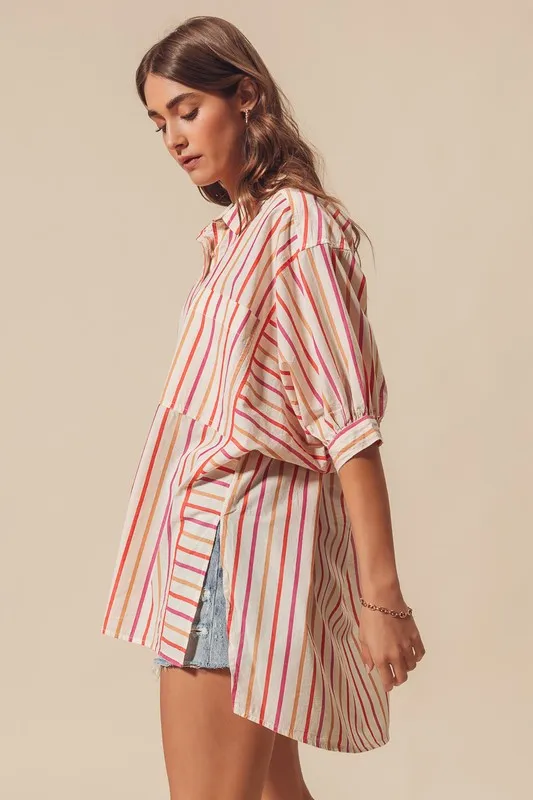 SO ME Multicolored Stripe Button Down Shirt - Image 12