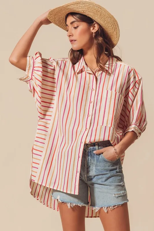 SO ME Multicolored Stripe Button Down Shirt - Image 15