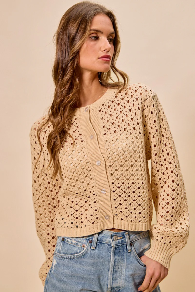 SO ME Open Knitted Button Down Cardigan Sweater Top - Image 4