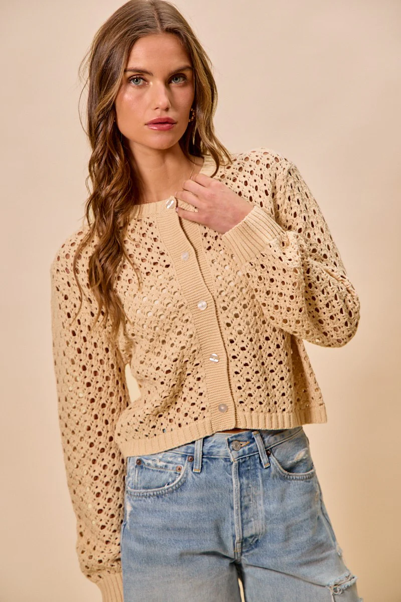 SO ME Open Knitted Button Down Cardigan Sweater Top - Image 8