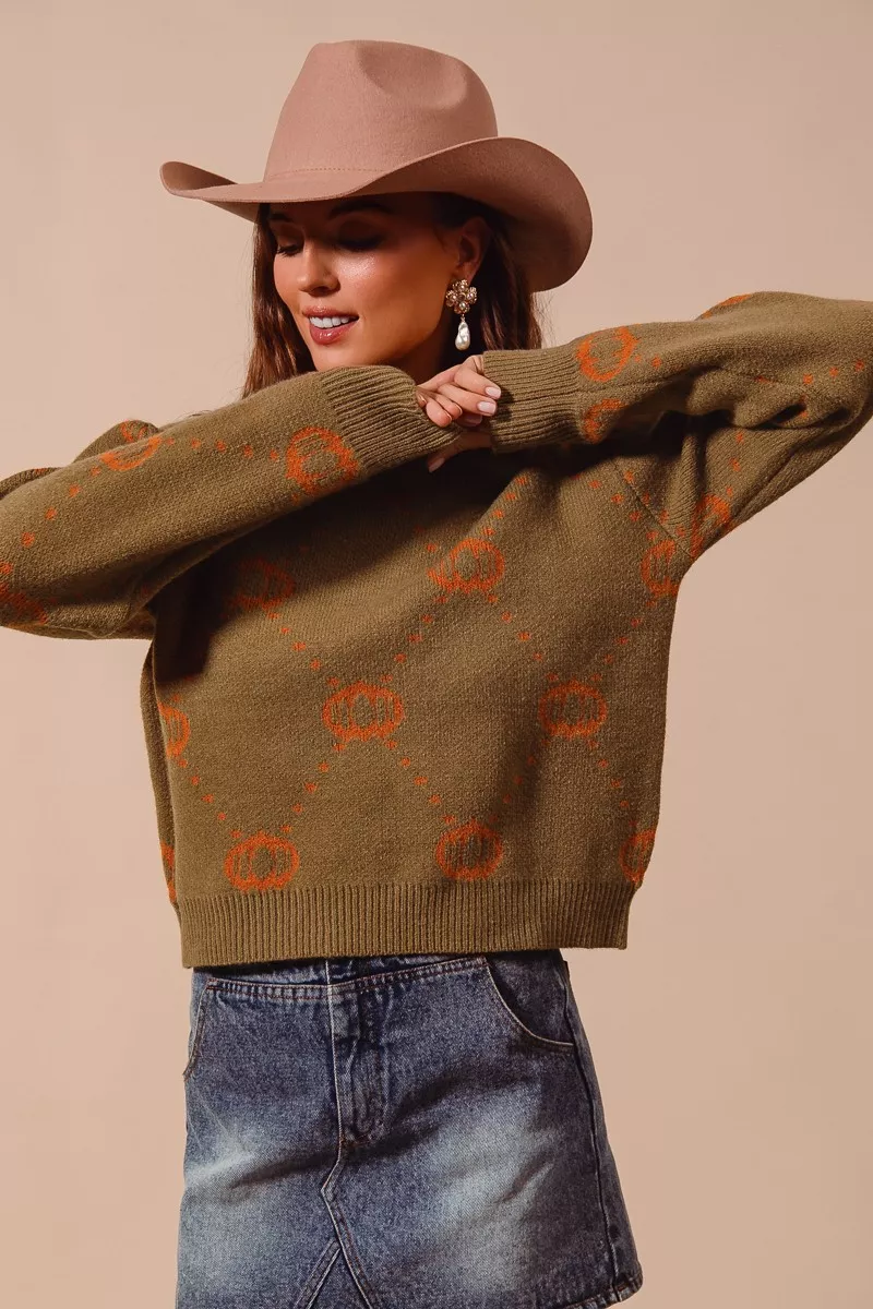 SO ME Pumpkin Rhombus Halloween Thanksgiving Sweater - Image 5