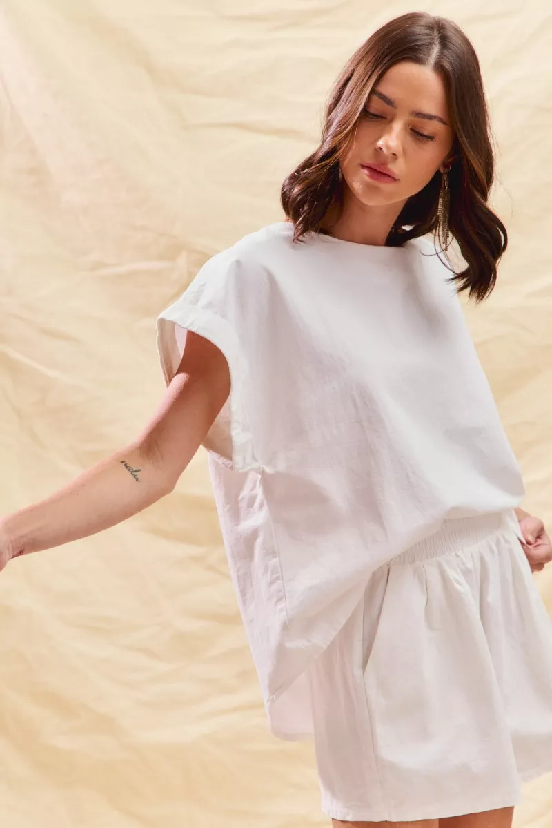 SO ME Round Neck Short Sleeve Top and Shorts Set - Image 2