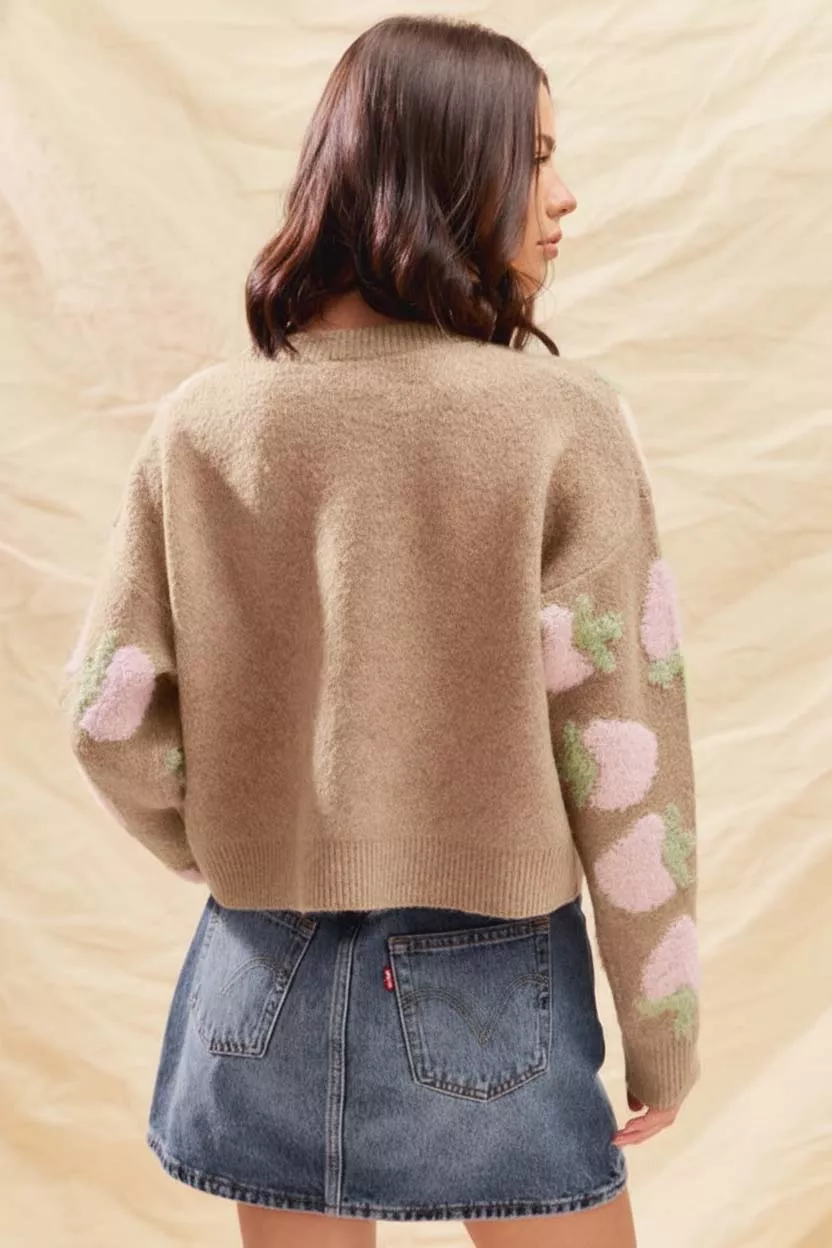 SO ME Strawberry Fruit All Over Button Sweater Cardigan - Image 3