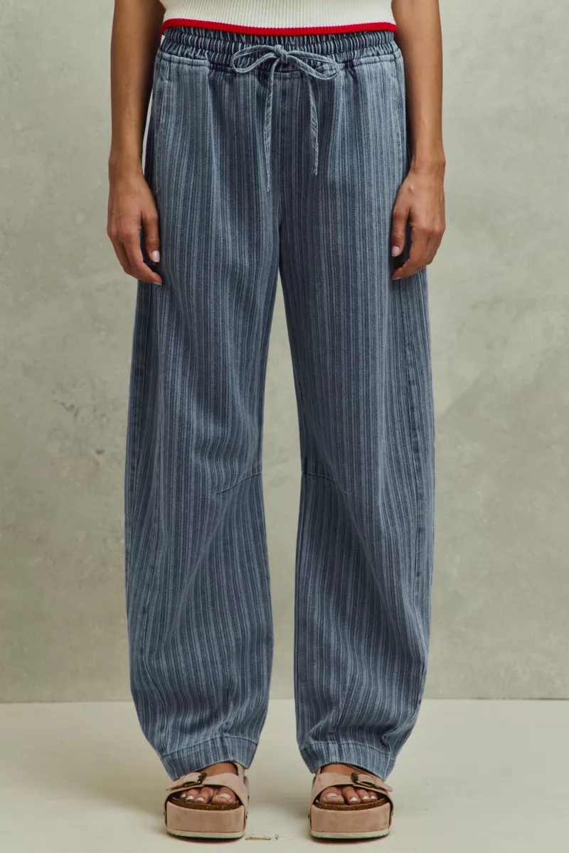 SO ME Stripe Denim Barrel Jeans Drawstring Waistband - Image 4