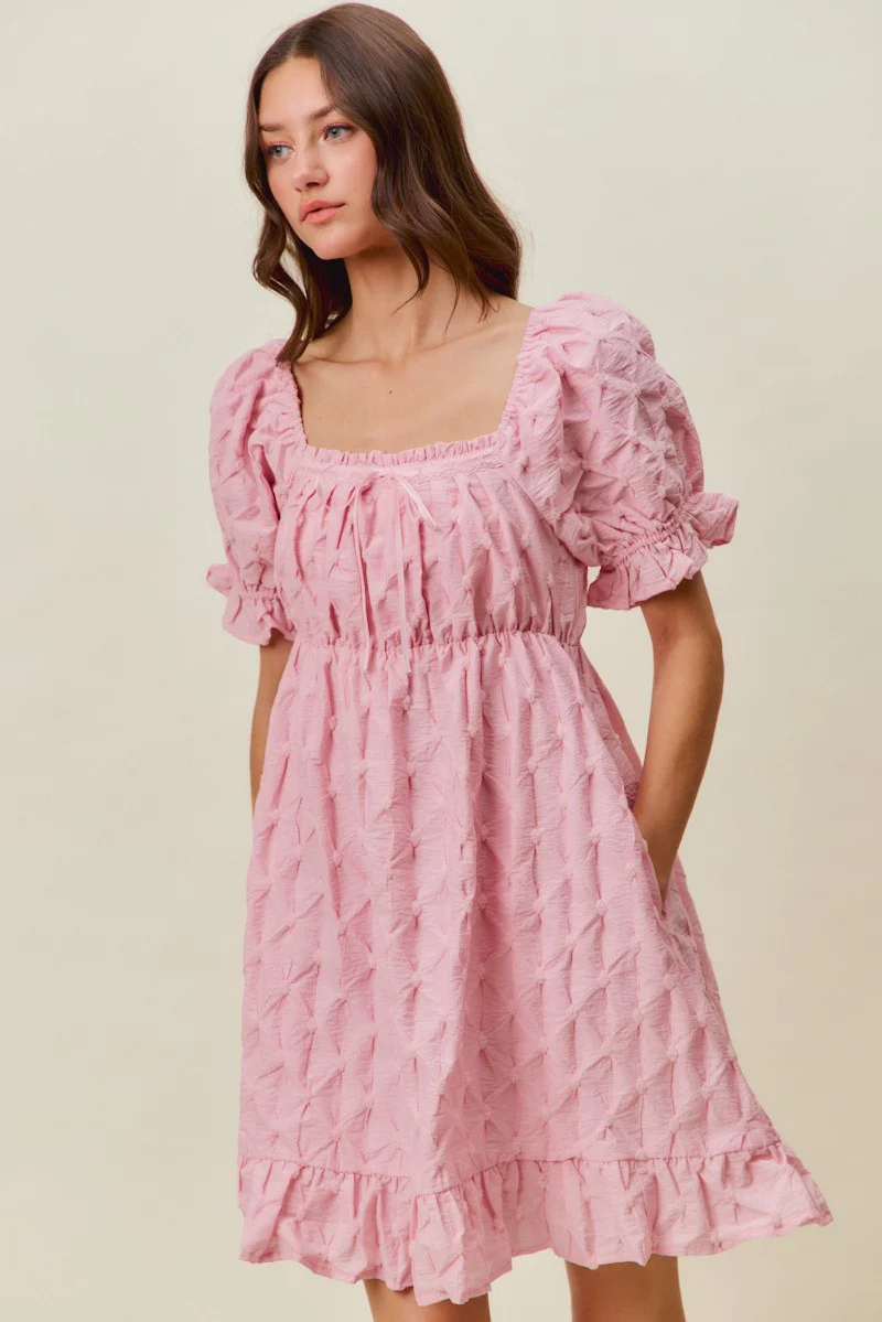 SO ME Texture Woven Ruching On Bust Mini Dress - Image 5
