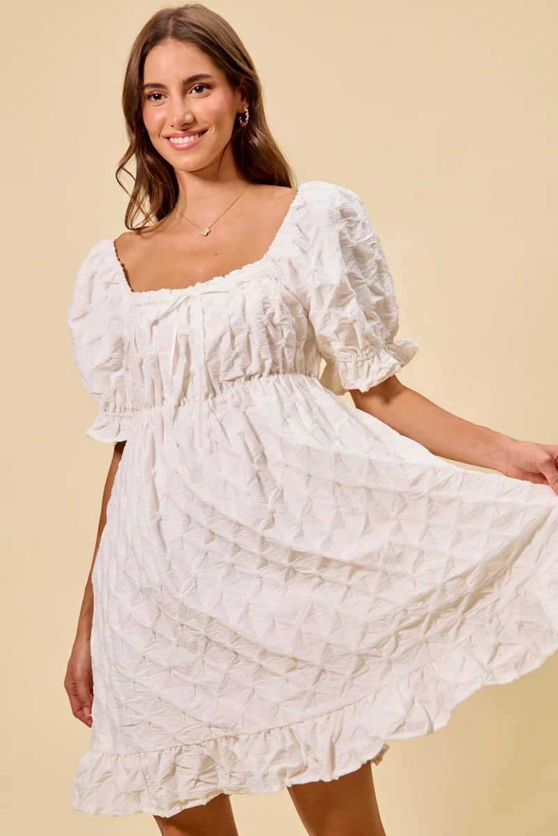 SO ME Texture Woven Ruching On Bust Mini Dress - Image 3