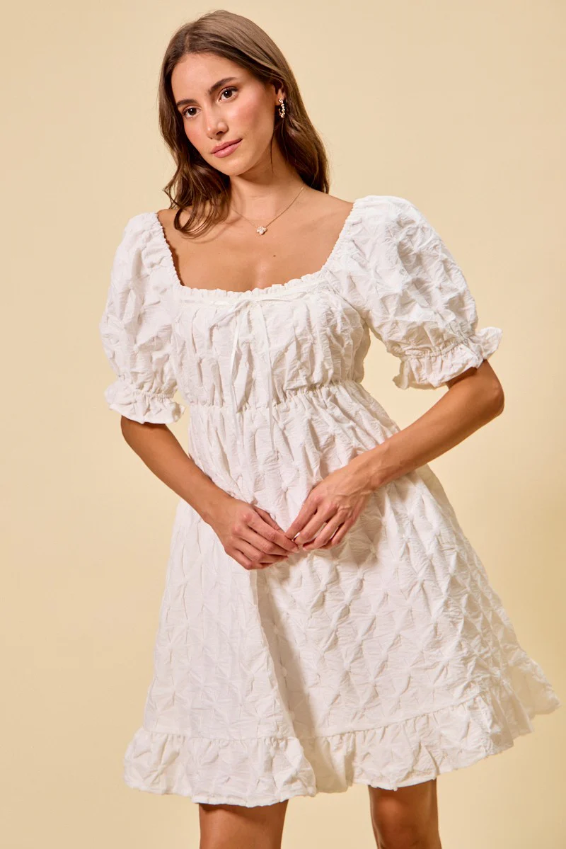 SO ME Texture Woven Ruching On Bust Mini Dress - Image 5
