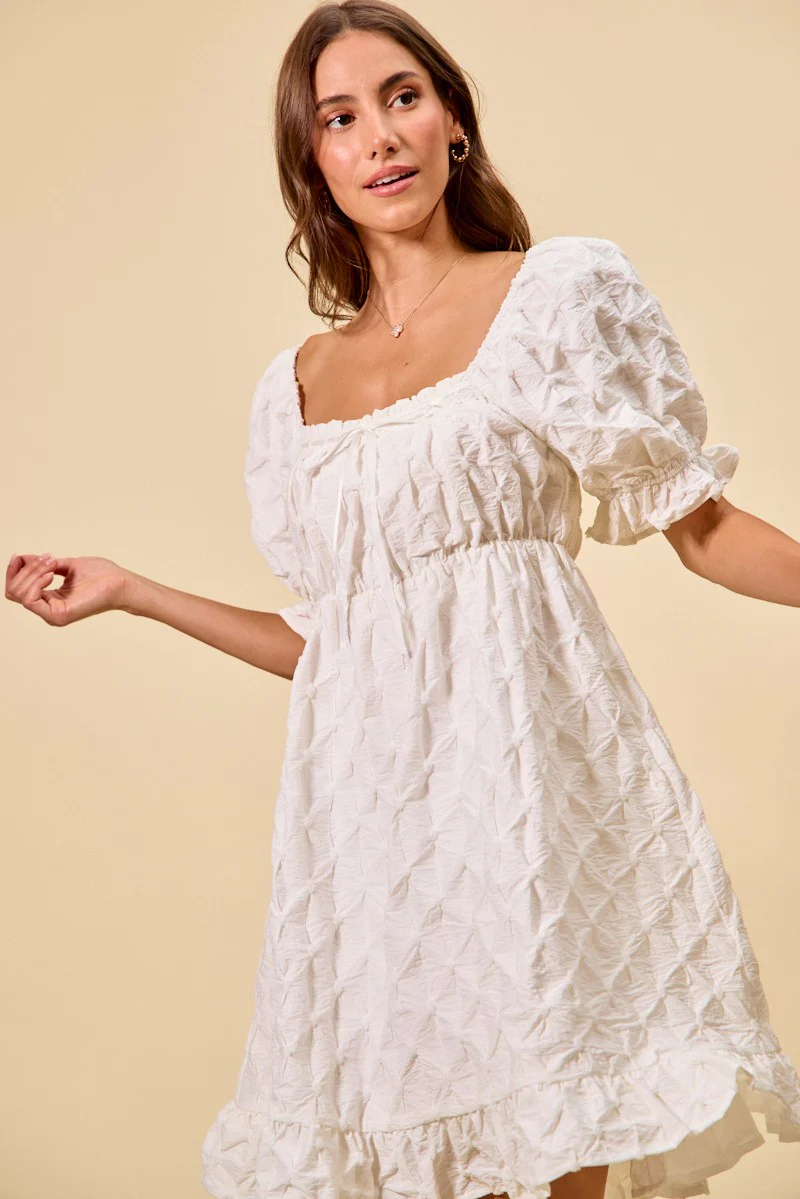 SO ME Texture Woven Ruching On Bust Mini Dress - Image 8