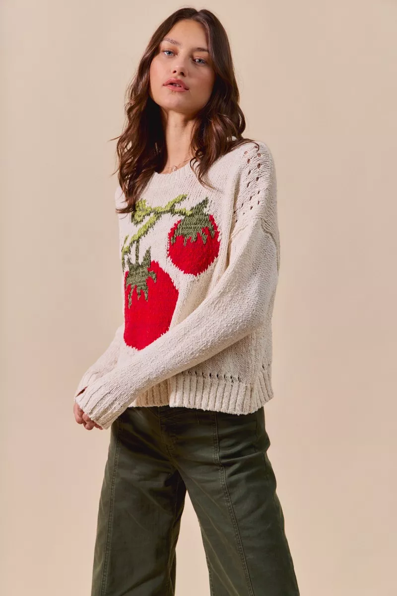 SO ME Vegetable Round Neck Long Sleeve Sweater - Image 6
