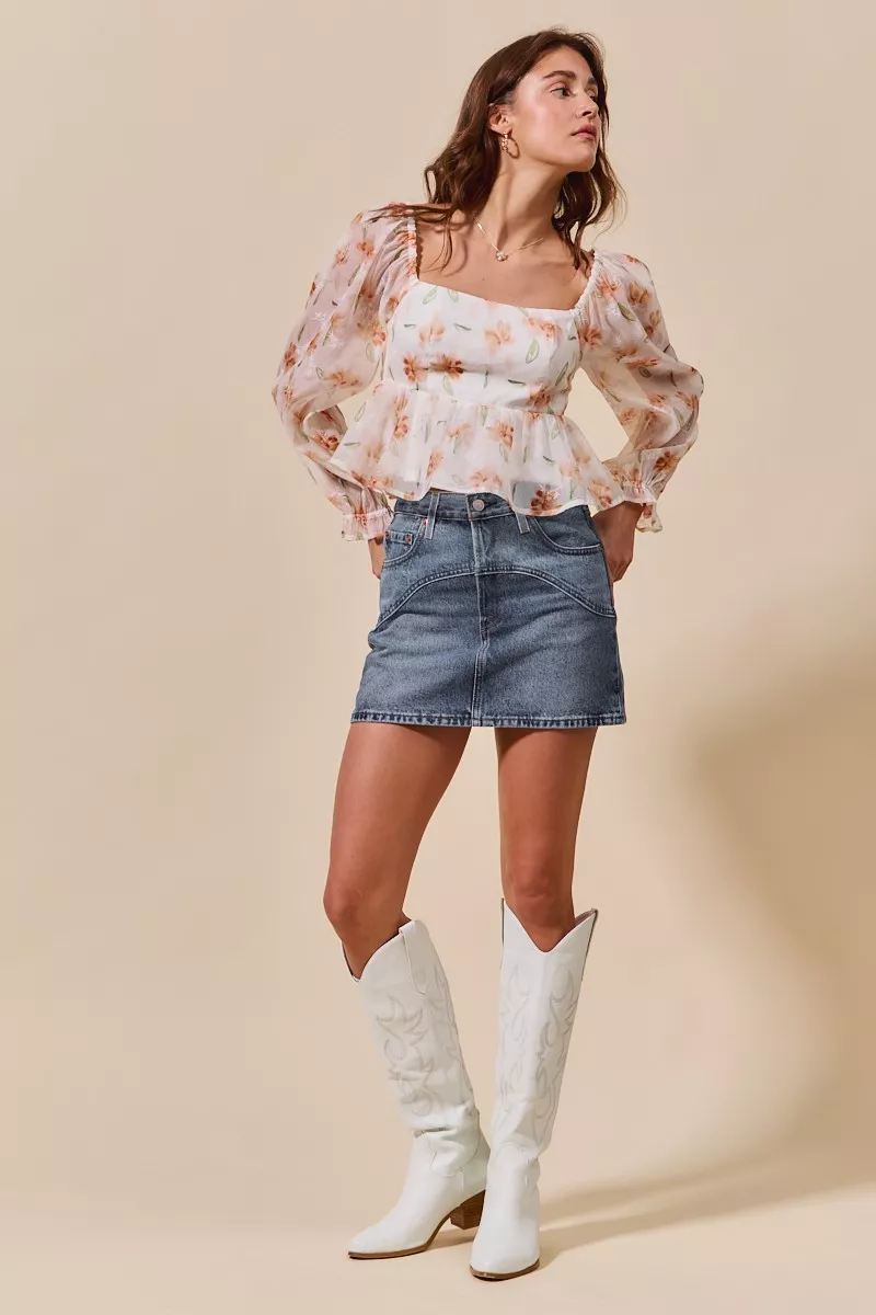 SO ME Washed Denim Mini Skirt with Pockets - Image 8