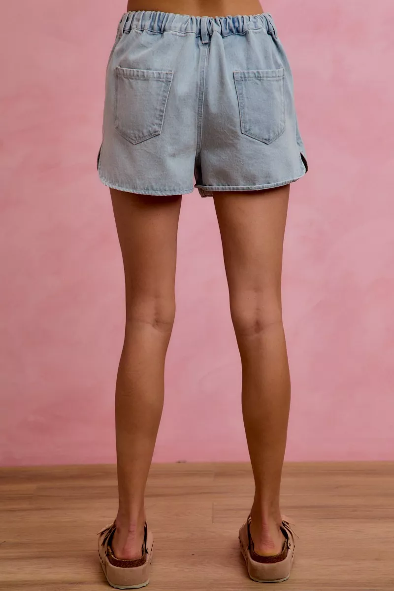SO ME Washed Denim Wrap Skorts - Image 10