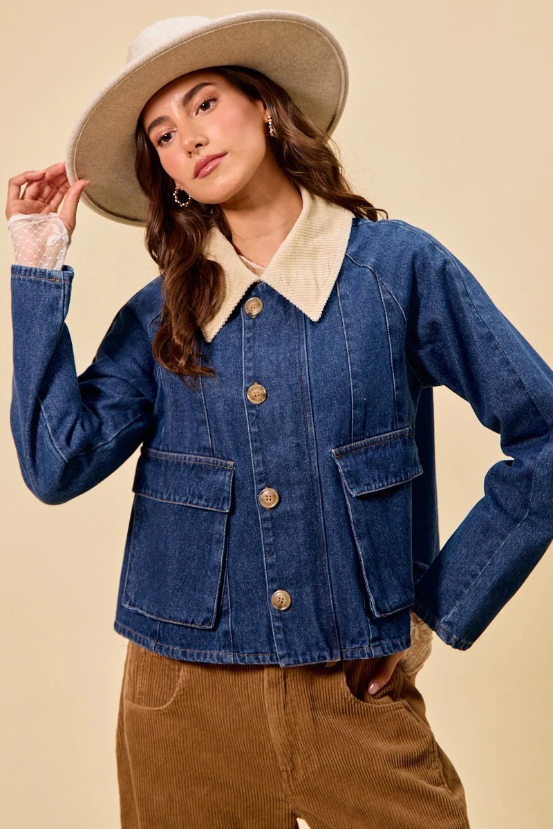 SO ME Zip Up And Buttoned Denim Jacket - Image 2