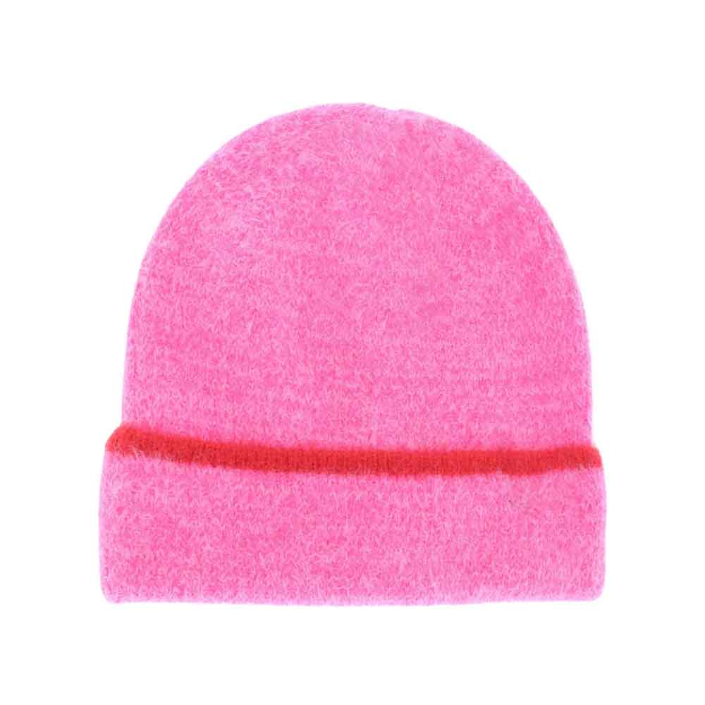 Soft Feather Yarn Striped Cuff C.C Beanie - Image 4