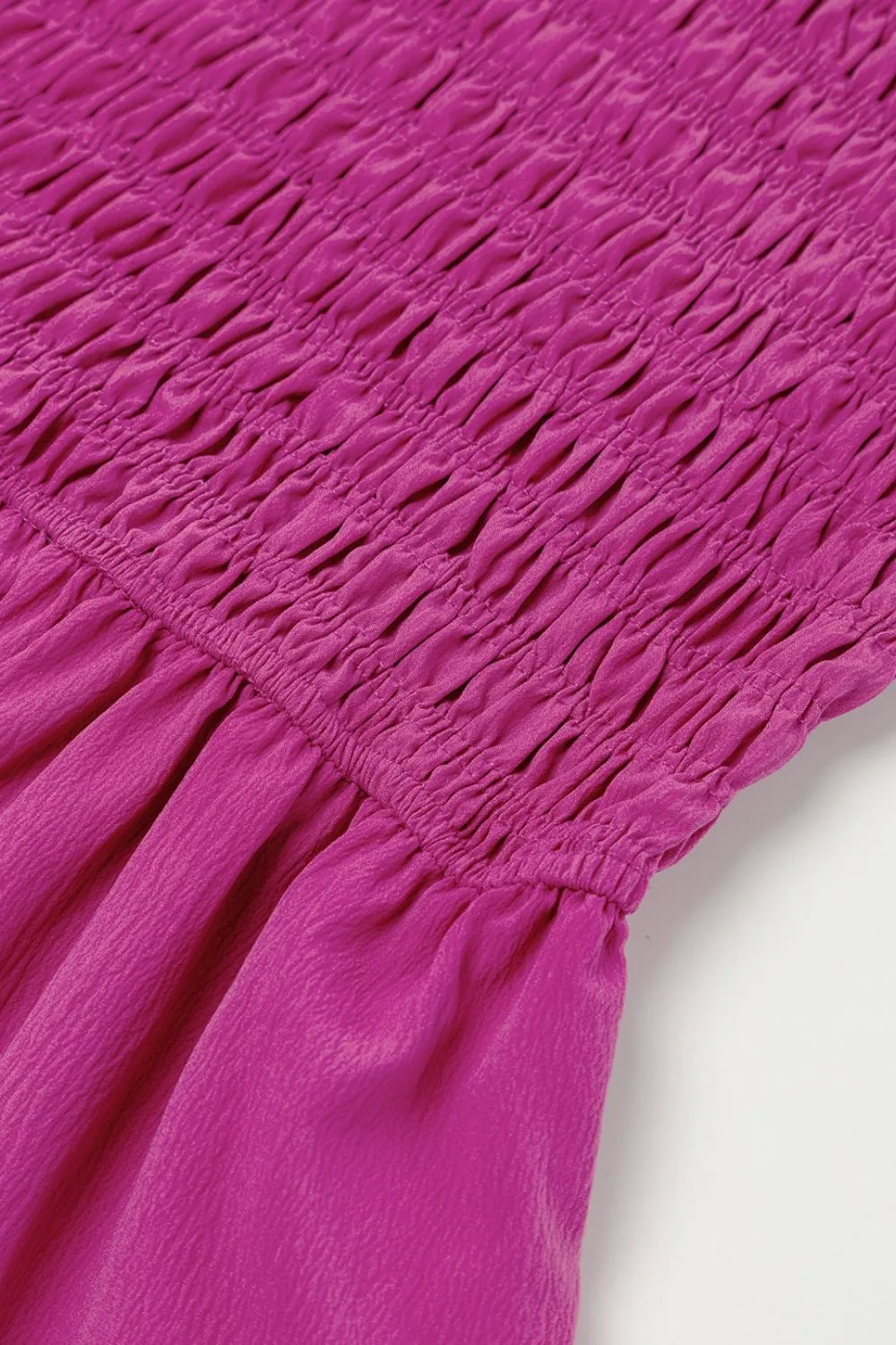 Solid Color Ruffled Straps Smocked Ruched Maxi Dress - Image 10