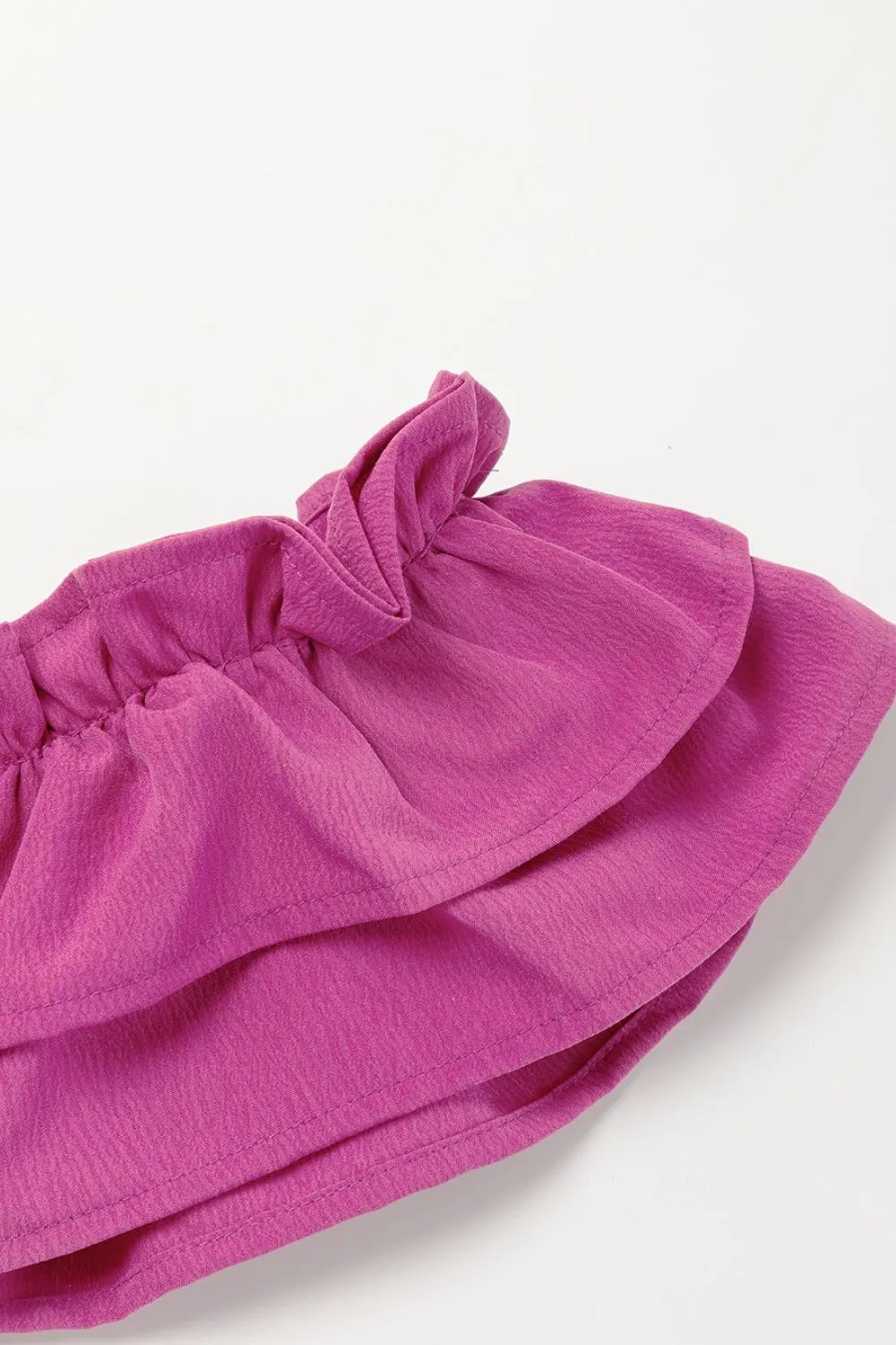 Solid Color Ruffled Straps Smocked Ruched Maxi Dress - Image 12