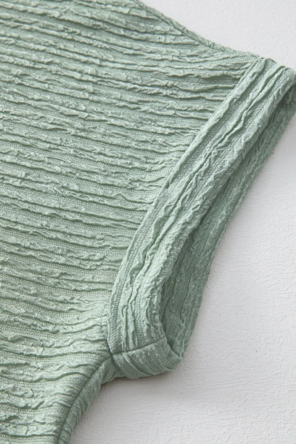 Solid Color Textured Crinkle Short Sleeve T Shirt Dress - Image 8
