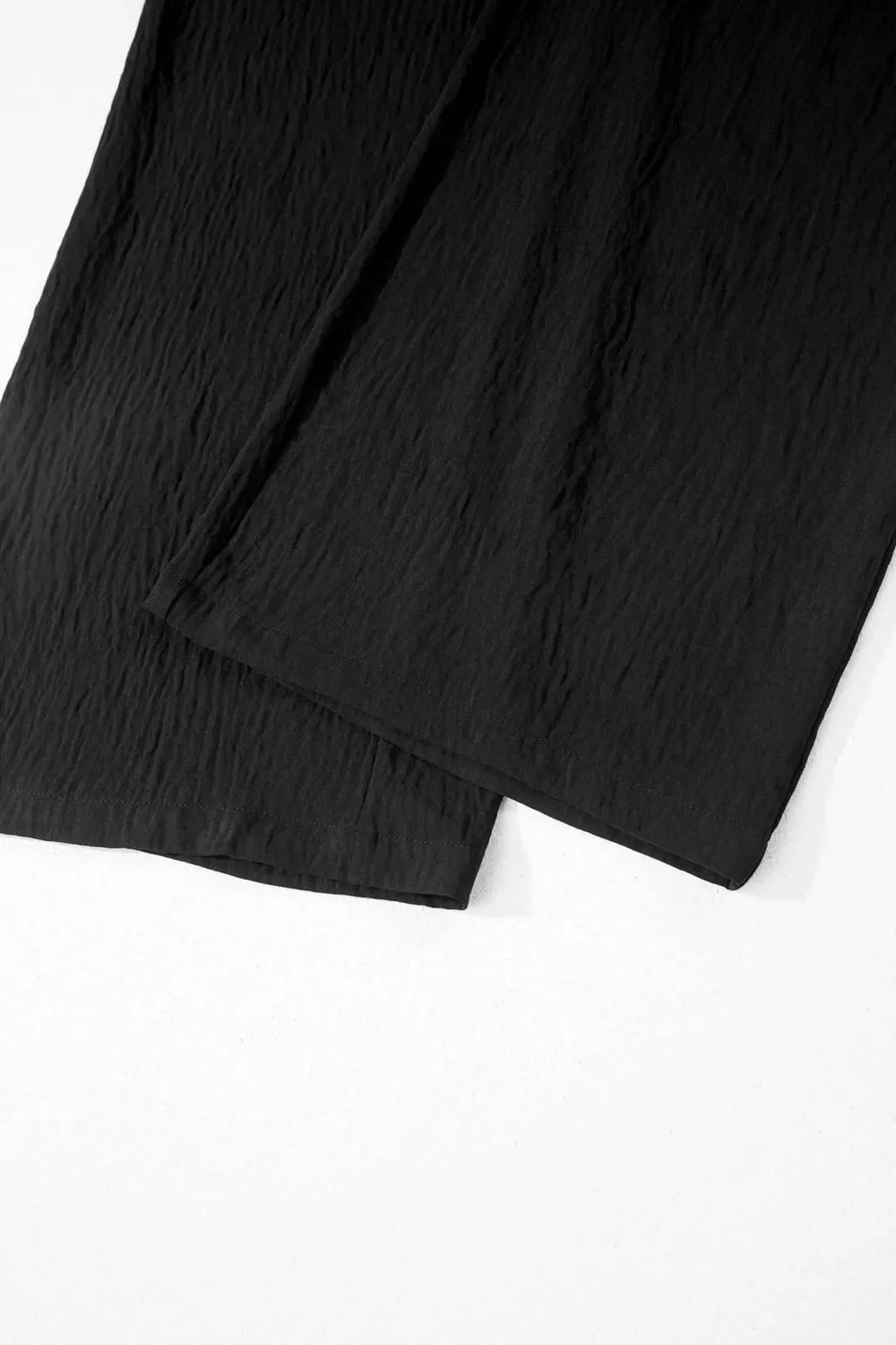 Solid Color Textured Crossed Waist Loose Pants - Image 11