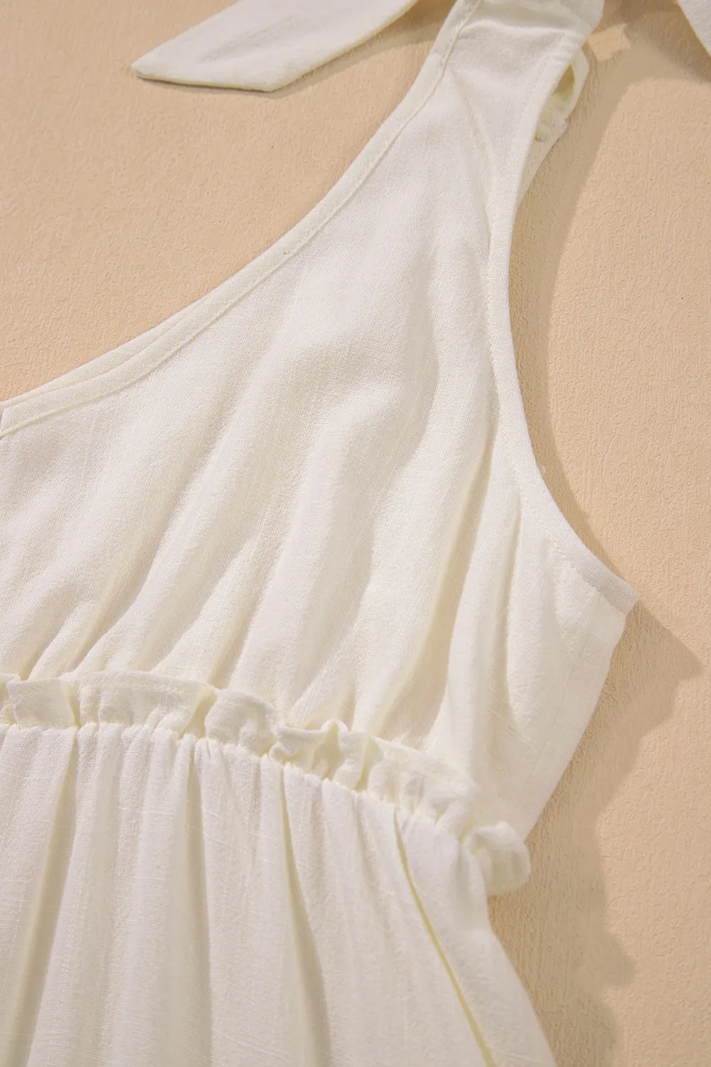 Solid Color Tied Straps Ruffle Tiered Mini Dress - Image 13